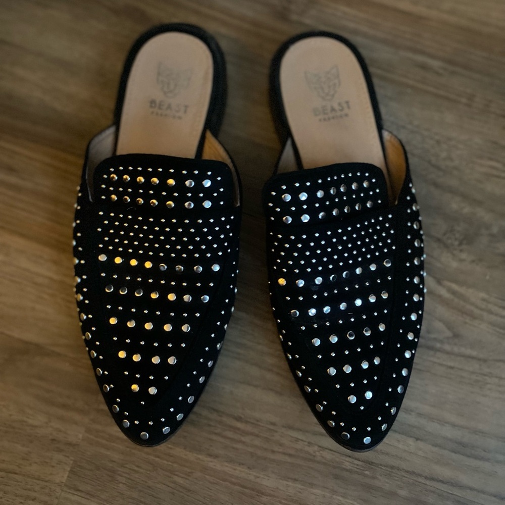 BEAST FASHION Black Studded Mules - Picture 2 of 7